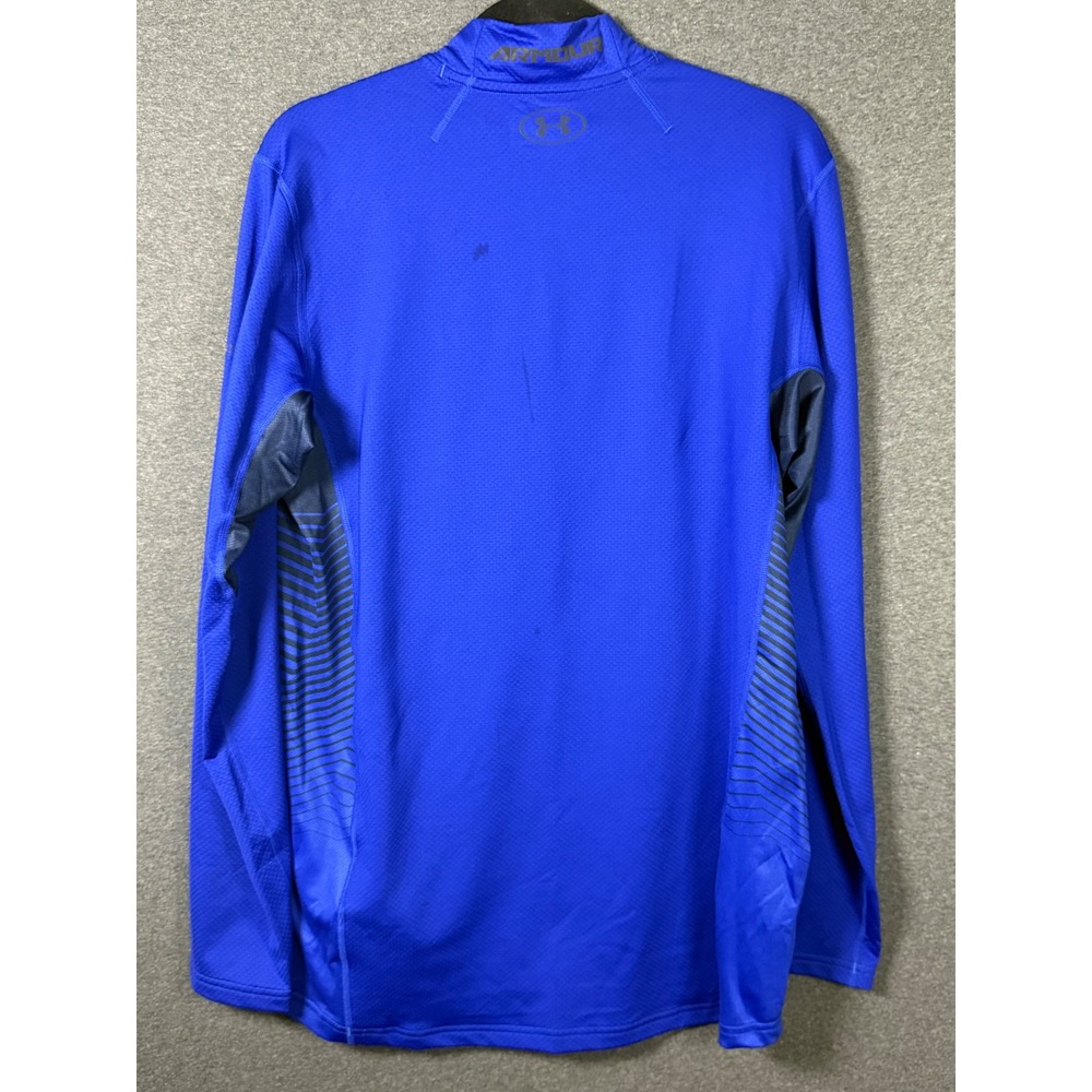Under Armour Mens ColdGear Reactor Fitted Mock Neck Long Sleeve Blue Large - Picture 2 of 10